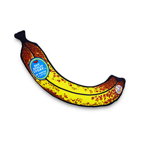Brown Bananas Are Gross dog toy is a browning banana with a fruit sticker with "But really IDGAF... OK maybe a little" written on it. An original from the Lucky Bubs pet store.
